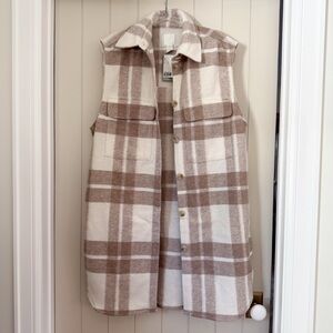 H&M Long Plaid Vest - MEDIUM